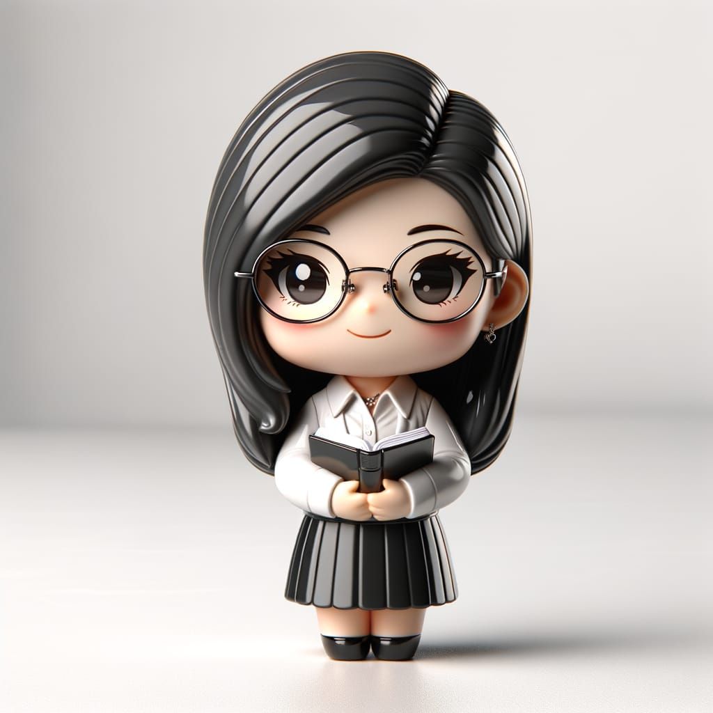 Chibi-Style Asian Teacher Ceramic Toy Figure in Cute Studio ...