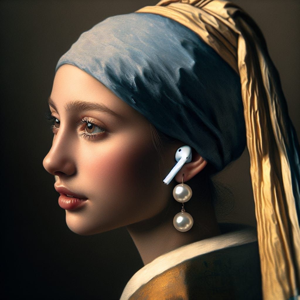 Girl with Airpods: A Vermeer-Inspired Portrait