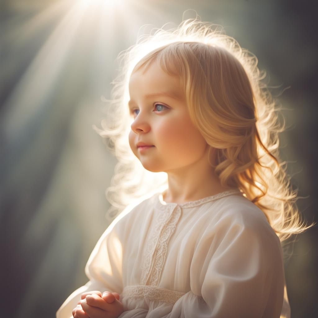 Radiant Child Bathed in Heavenly Sunlight