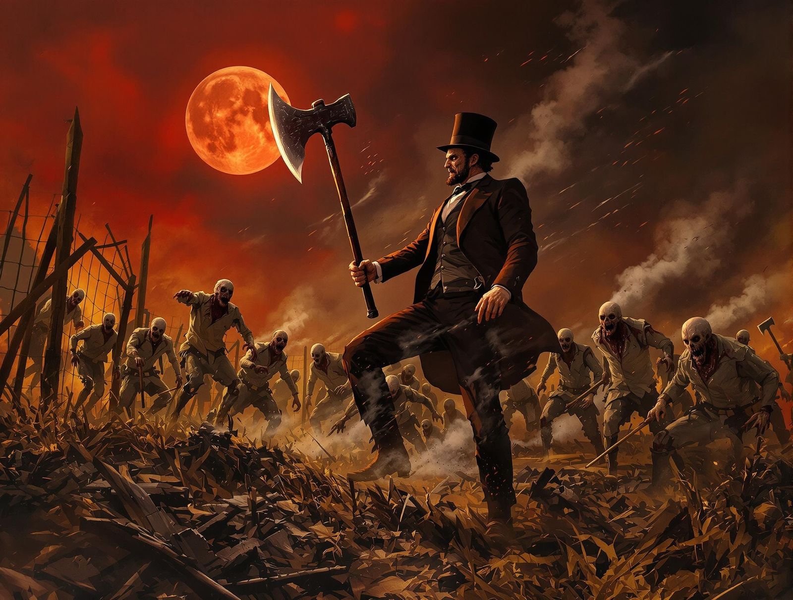 Lincoln Battles Zombies in Dystopian Landscape