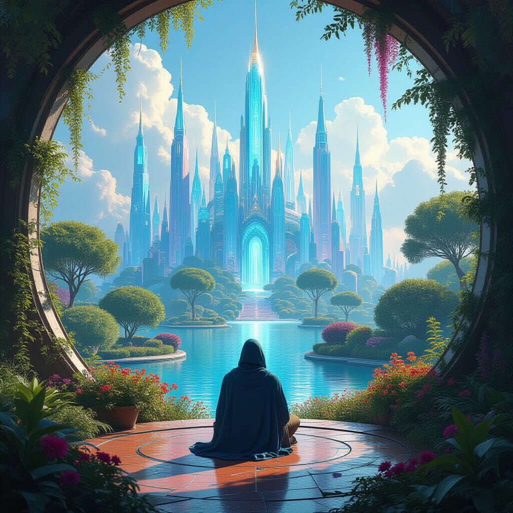 Virtual Utopia with Technomancer, Dreamlike Digital Art