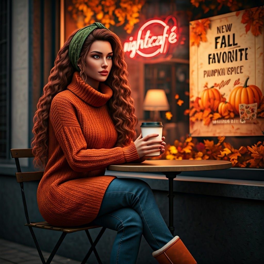 Autumn Fashion Portrait in Hyperrealistic Style