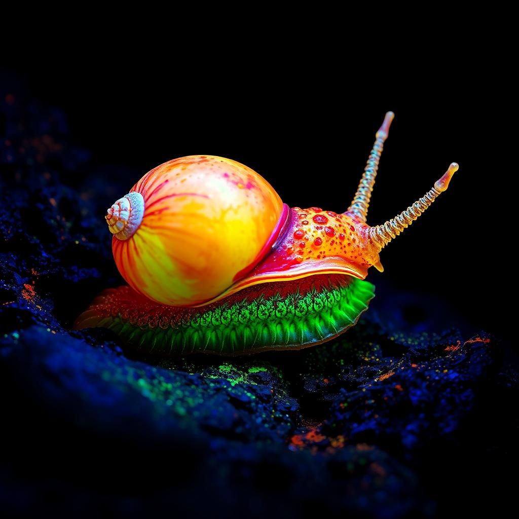 Iridescent Sea Snail on Lava Rock in Triadic Colors