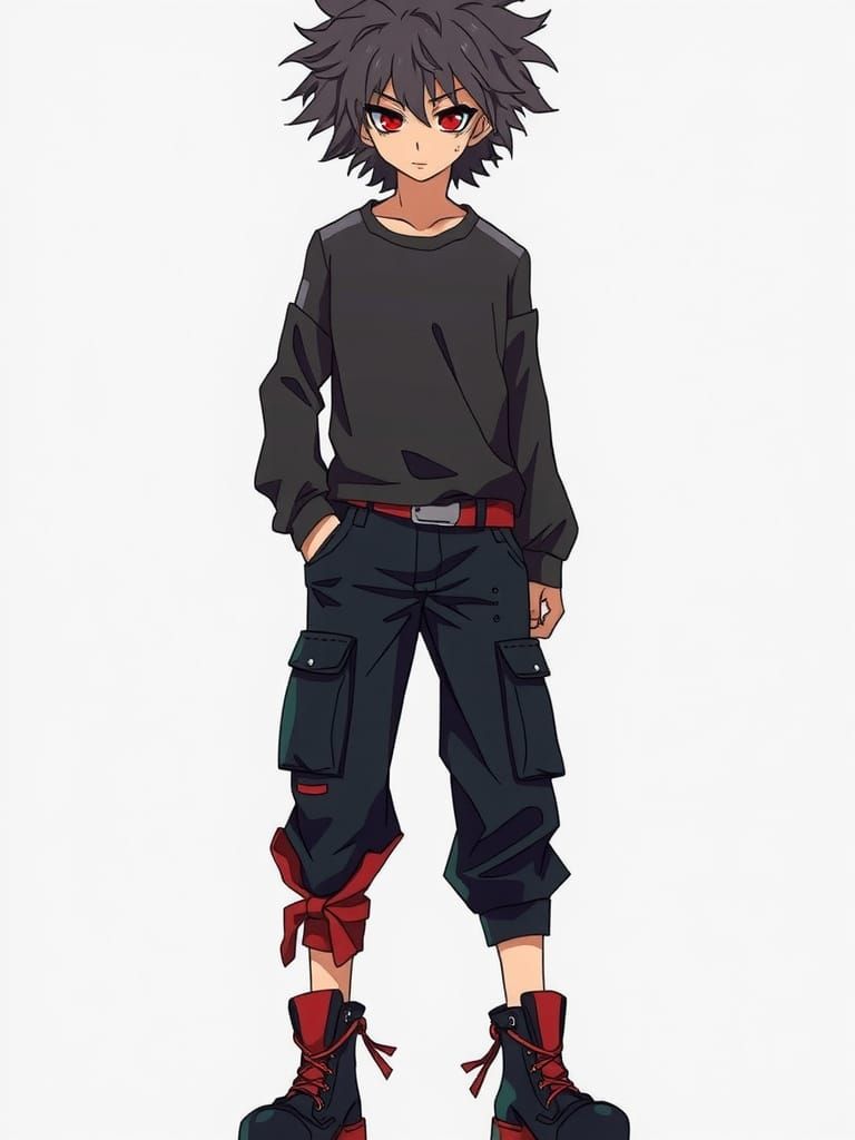 Fierce Boy with Mohawk in Hunter x Hunter Manga Style