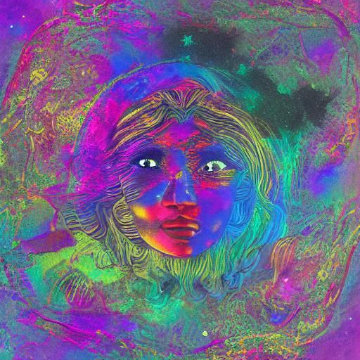 Astral Cosmic Illustration on Black Velvet