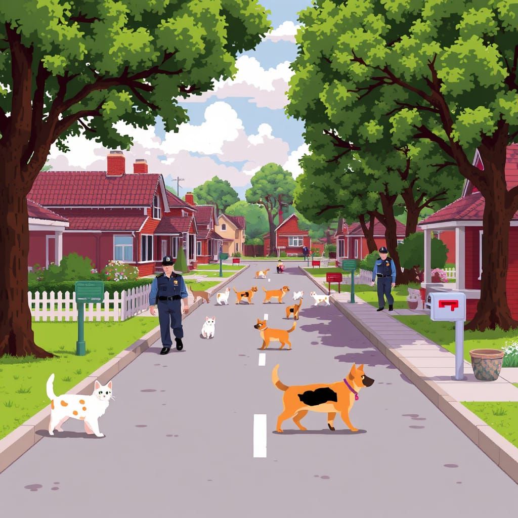 C64 leaflet delivery simulator, with cats and dogs, roads, g...