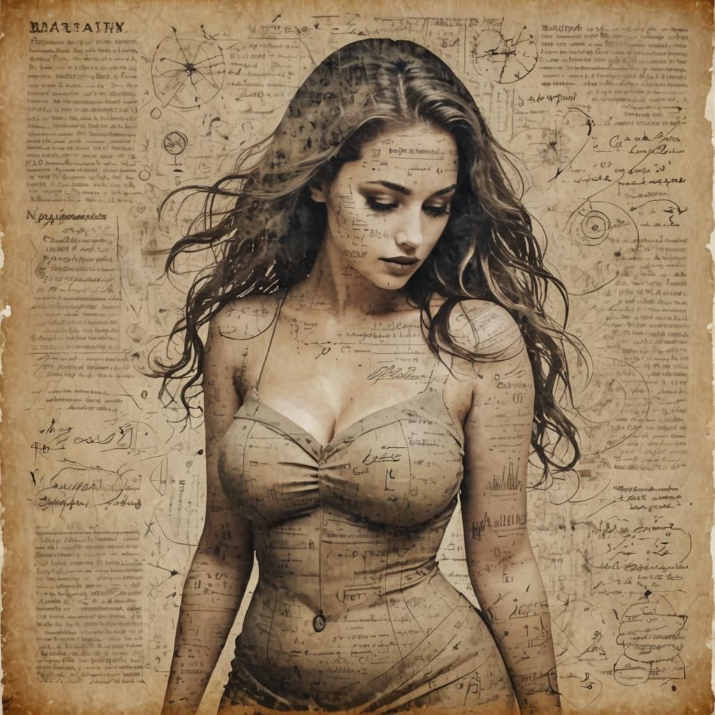 Curvy Model in Grunge Poster With Formulas