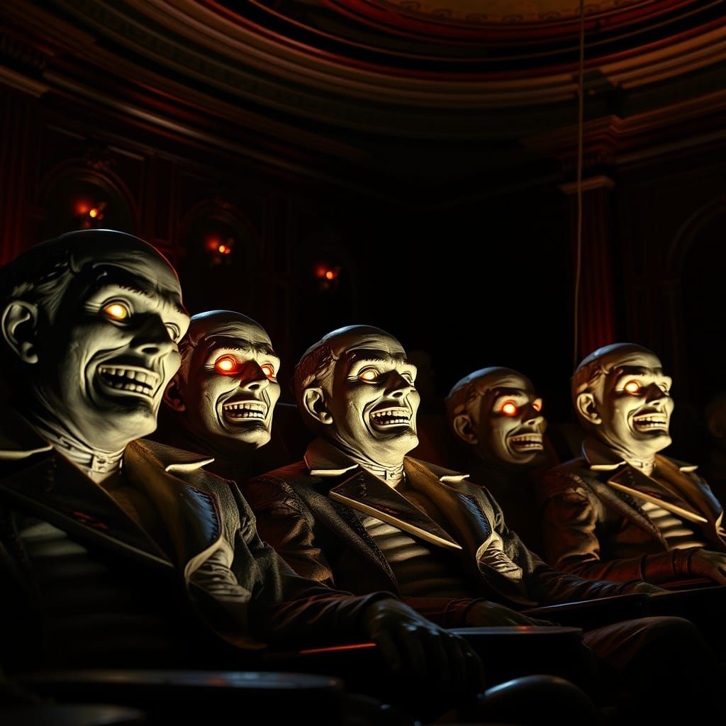 Gothic Cinema Statues Awaken with Unnatural Intensity