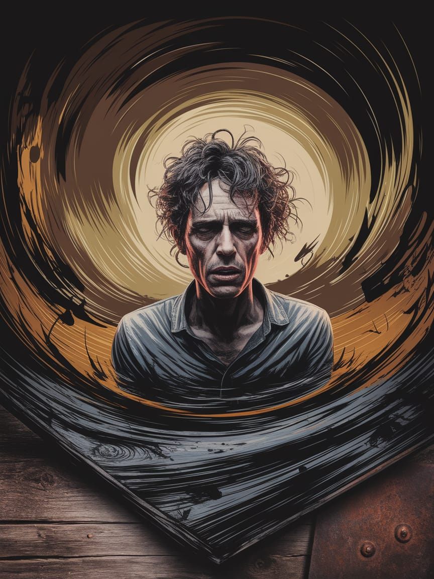 Surreal Portrait of a Figure Overwhelmed by Emotion