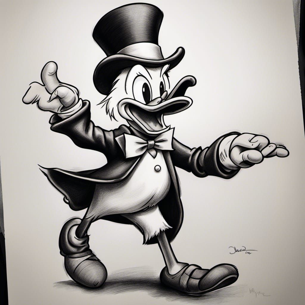 Scrooge McDuck Tattoo Style Pencil Sketch