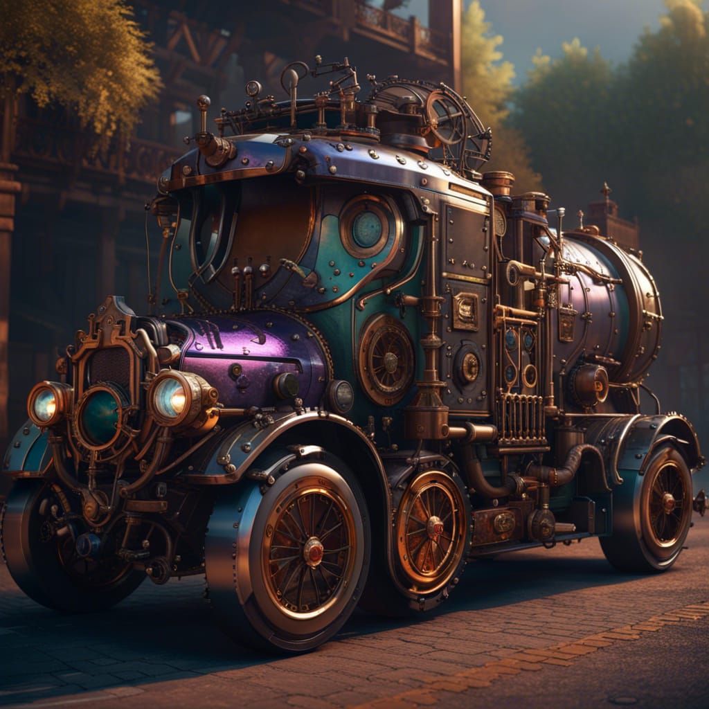 Fantasy truck with steampunk iron parts