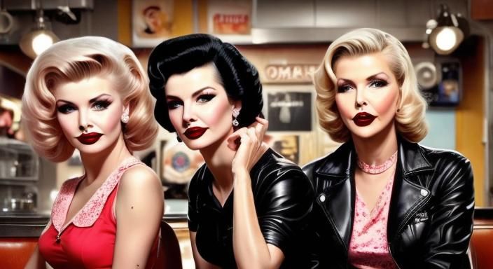 Rebellious Rock 'n' Roll Queens in Black Leather and Pink