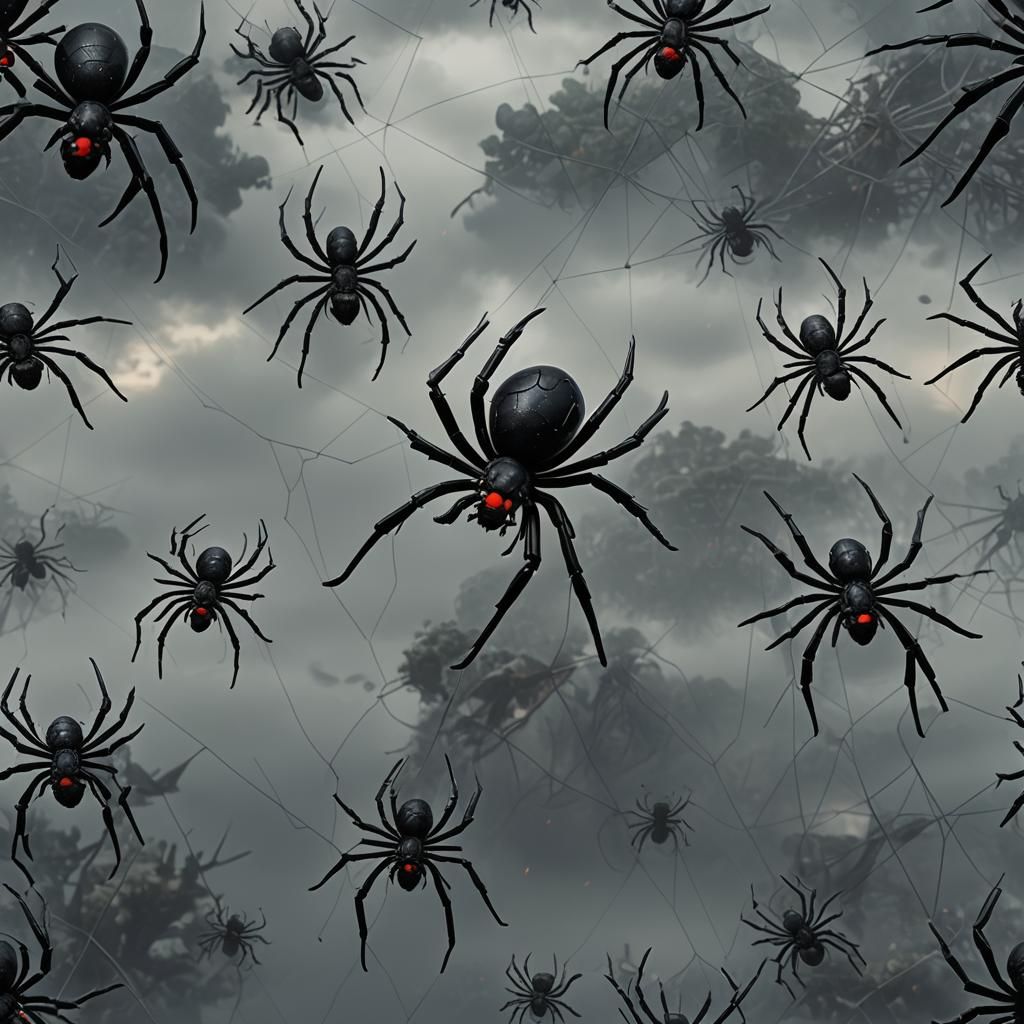 Giant Black Widow Spider: Dramatic Digital Painting