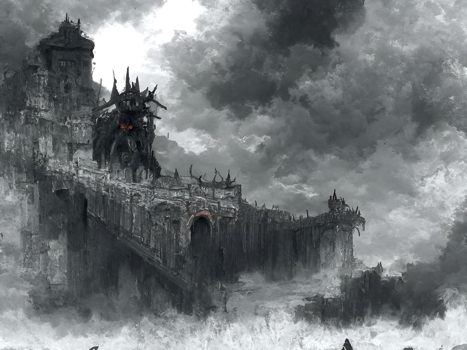 Grotesque Medieval Palace Concept Art in 8k