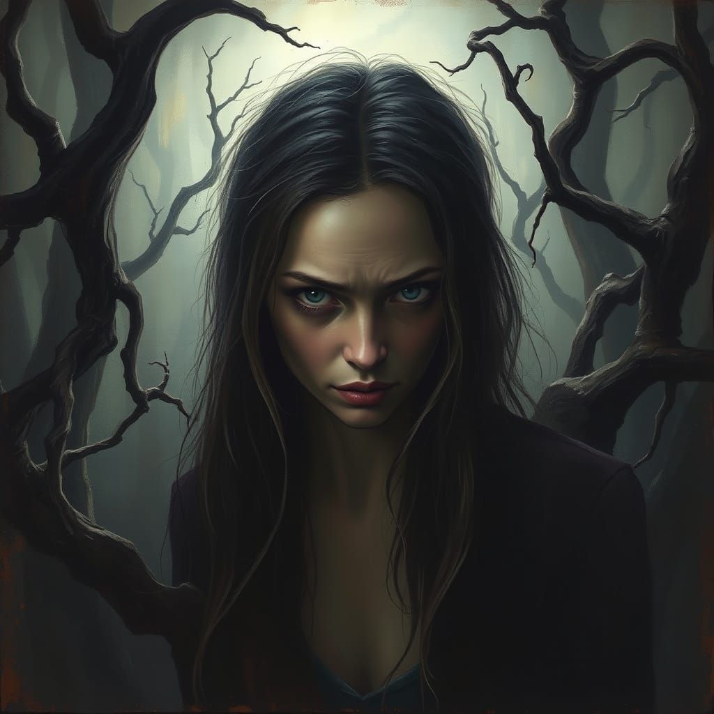 A Woman Lost in Dark, Ominous Shadows