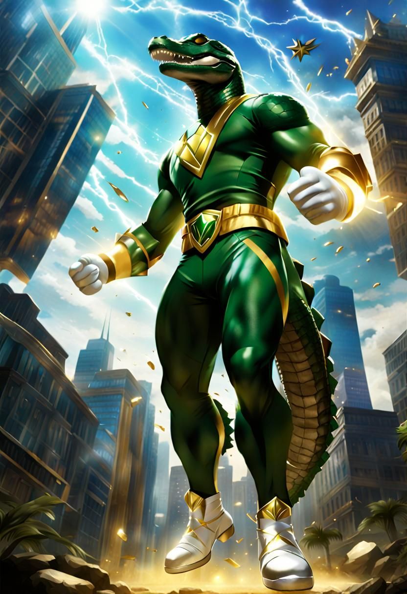 Colossal Crocodile Superhero in Action Pose