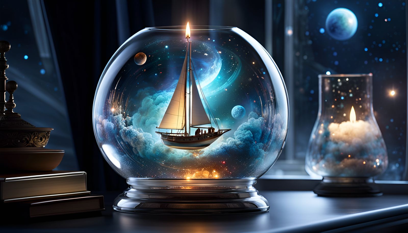 Glass Candlestick Dreamscape in Aethercore Style