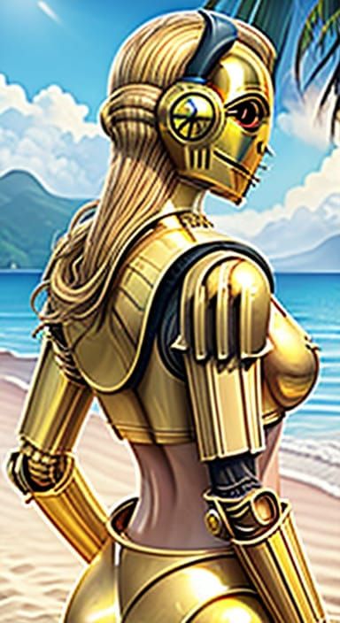 Cyborg Solarpunk Lady Basks in the Sun, Inspired by Sound of...