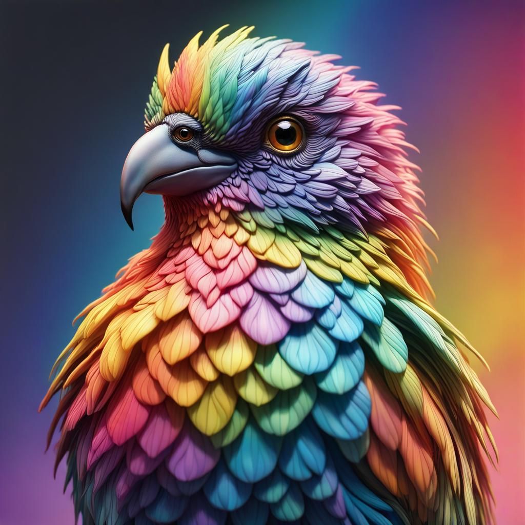 Rainbow Feathered Flamingos in Detailed Pastel Design