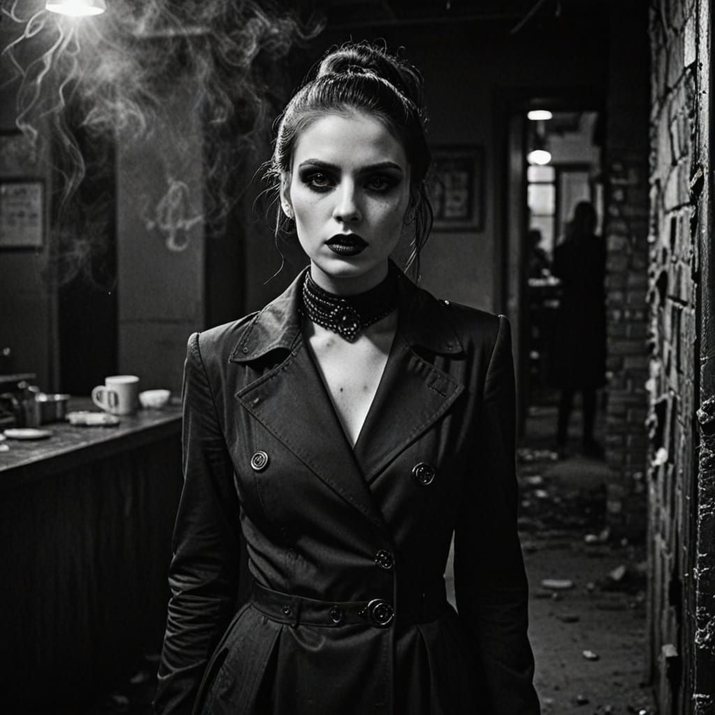 Fashion Model in Urban Coffee Shop