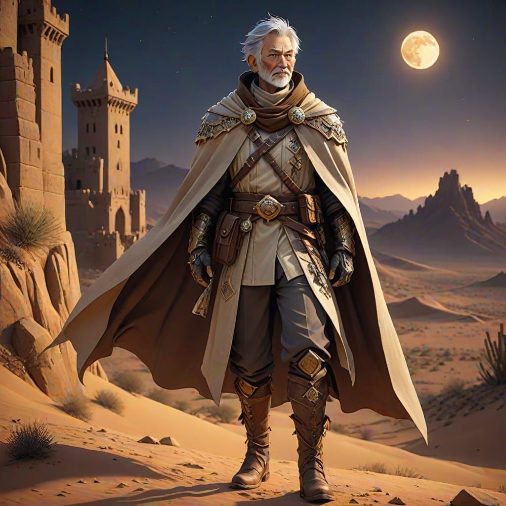 Heroic Desert Warrior in Anime Style