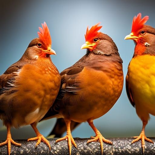 Hyperrealistic Photograph of Three French Hens