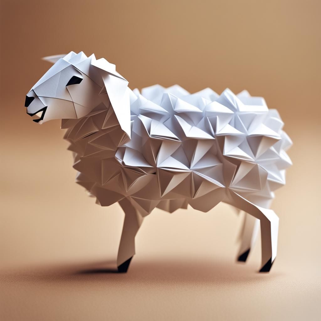 Origami Sheep Papercraft in 8K Resolution
