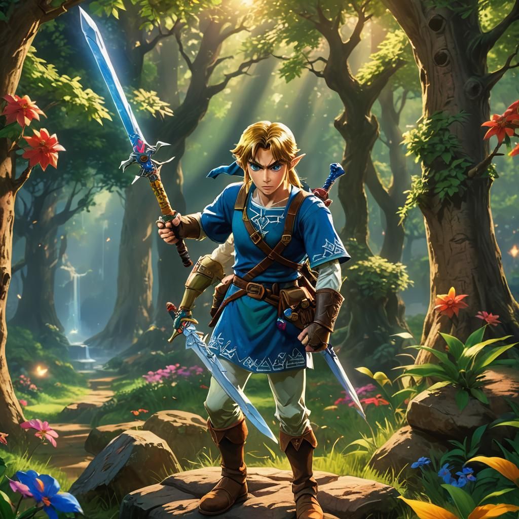 Link from Ocarina of Time in Hyperrealistic Style