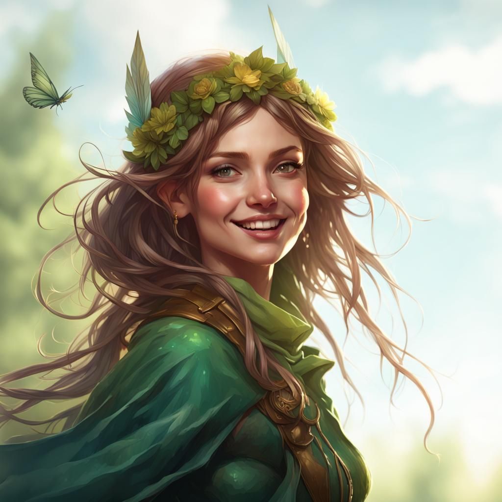 Cute Fairy Warrior Portrait in Digital Art Style
