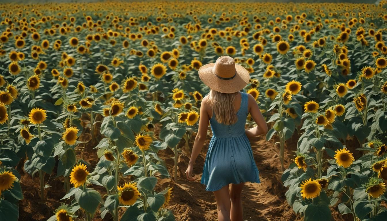 Detailed Macro Photograph of Sunflower Field in 8K