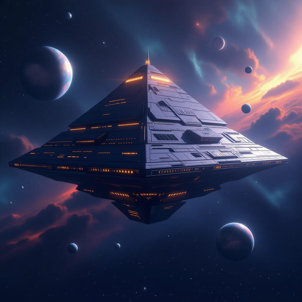 Colossal Pyramid Spaceship in Deep Outer Space