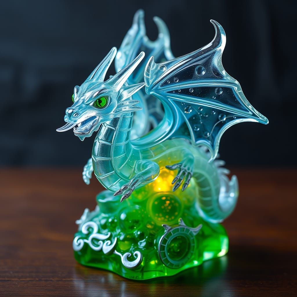 Glass Castle Dragon in a Dreamlike, Futuristic Setting