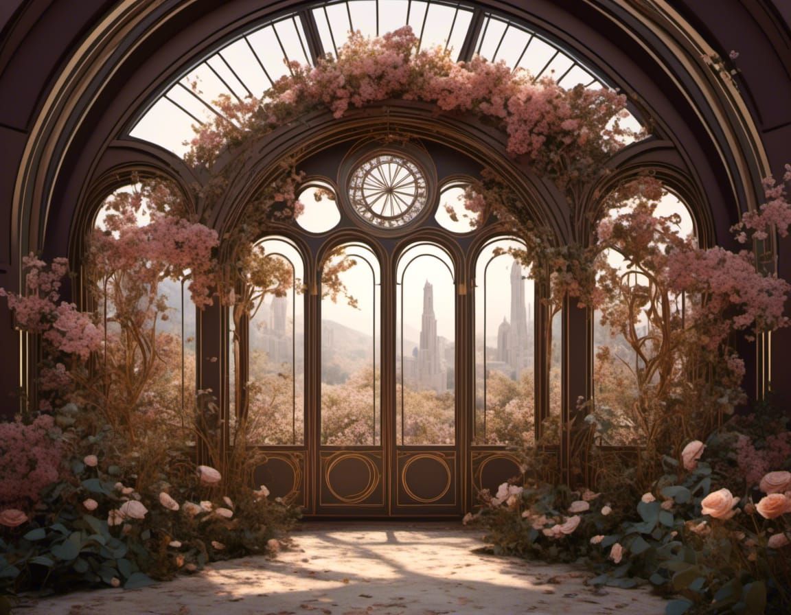 Rose Garden in Art Nouveau Style