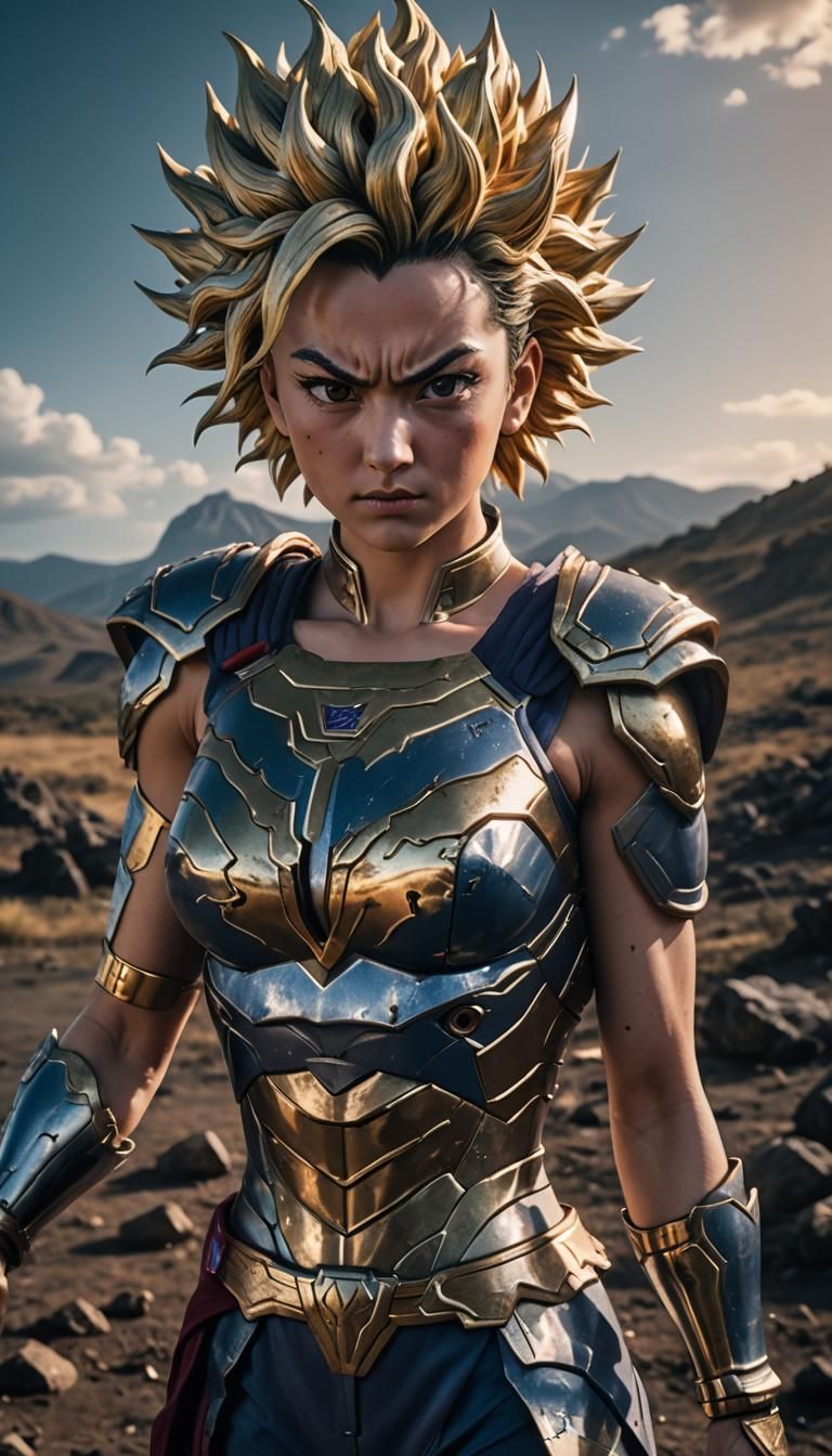 Caulifla in Battle-Scarred Landscape: Cinematic Film Still