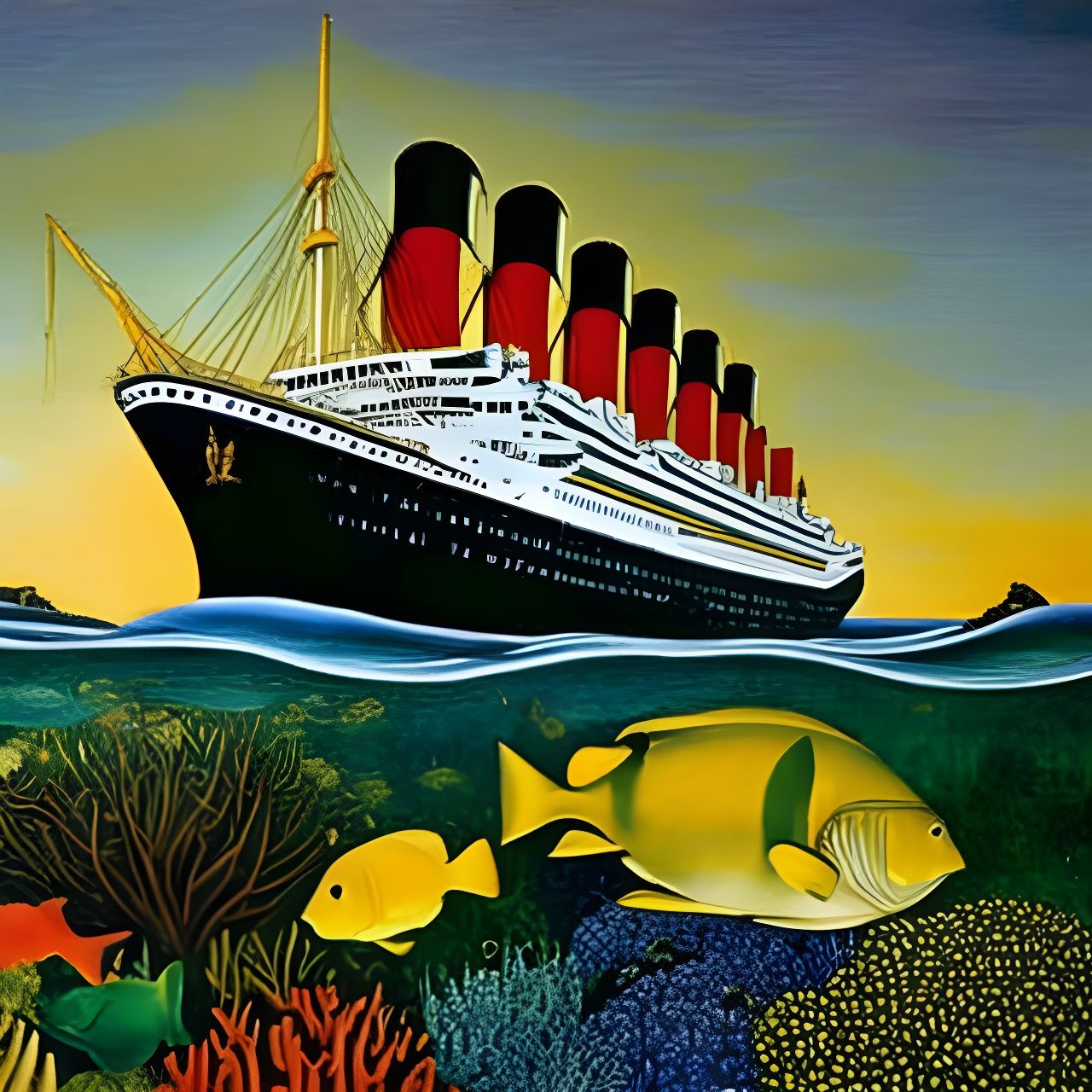 Titanic Underwater Masterpiece in Renaissance Style