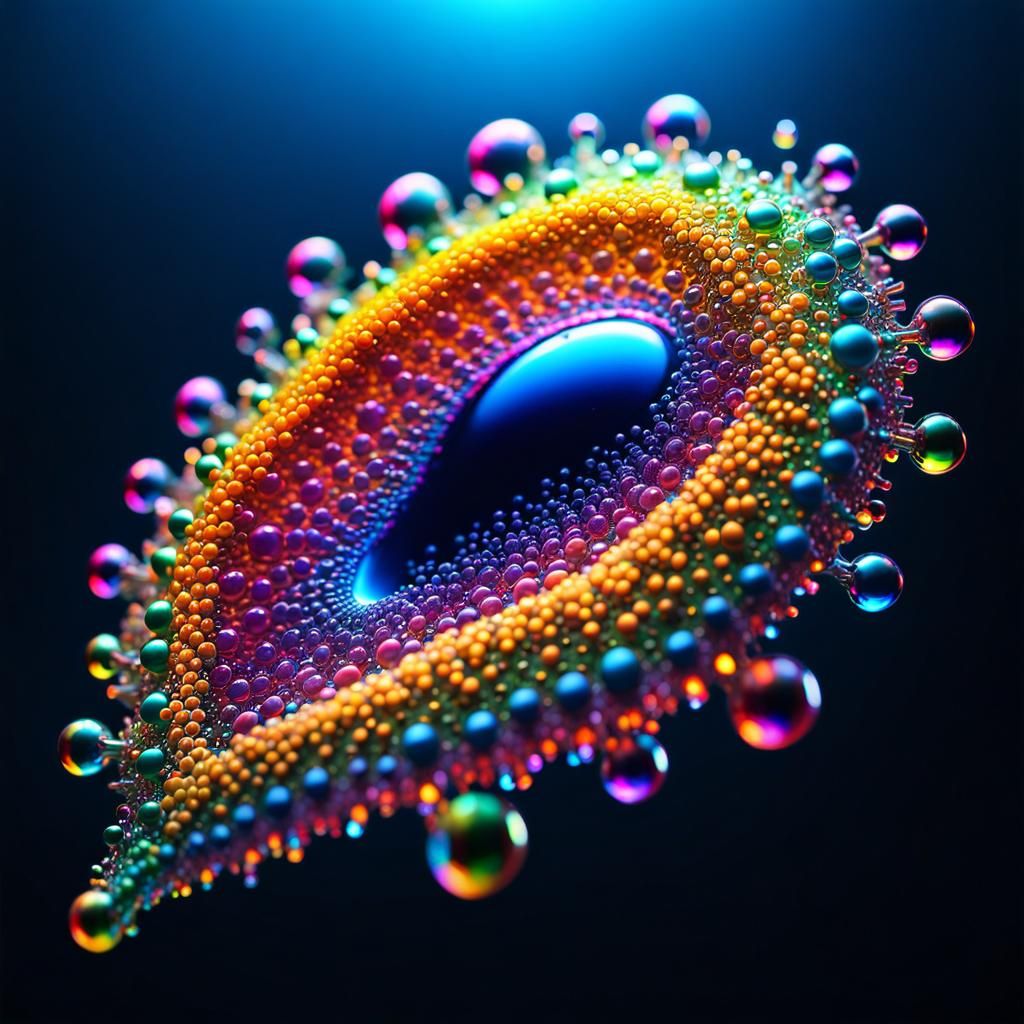 Psychedelic Amoeba with Colorful Bubbles in Ultra-Detailed H...
