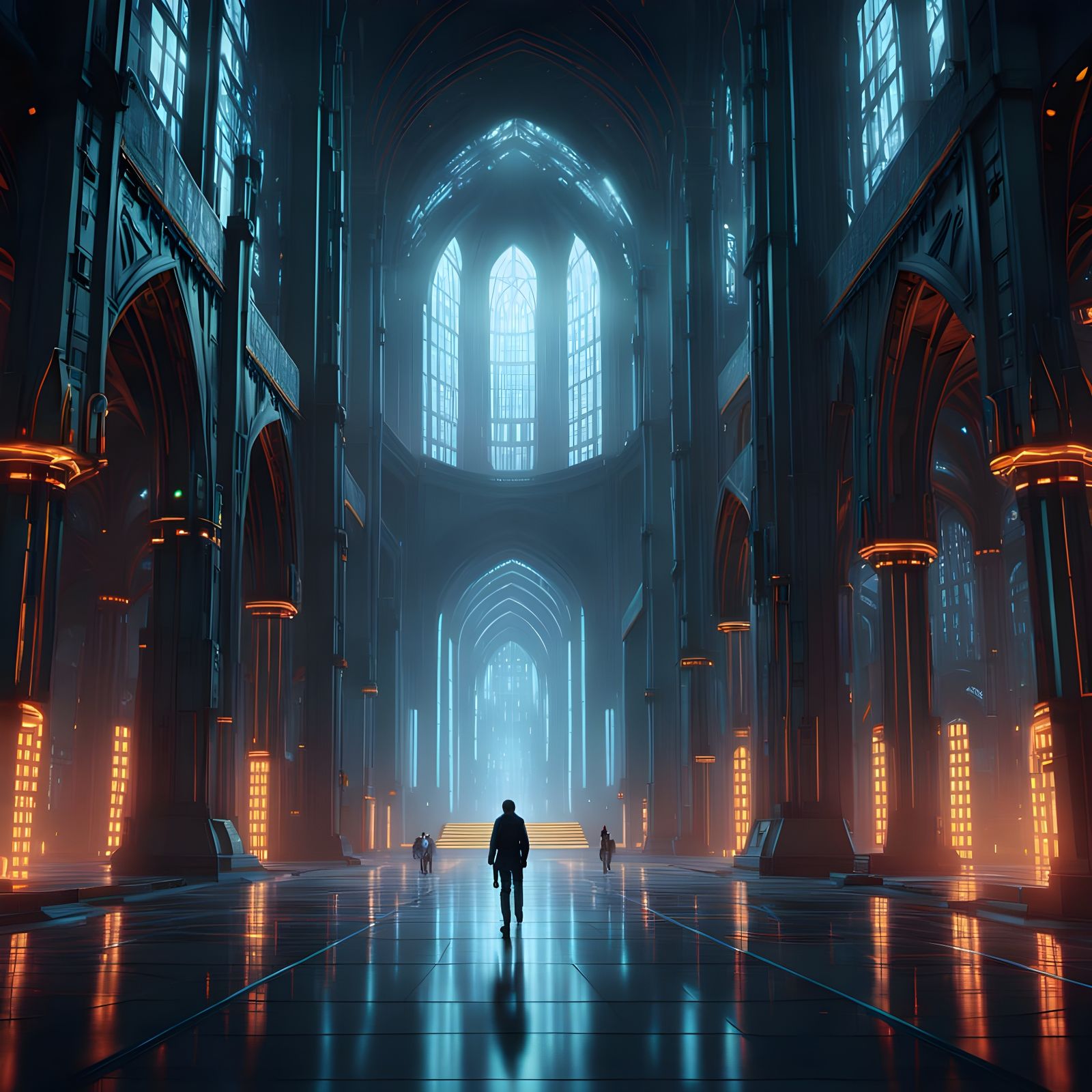 Sci-Fi Cathedral Hall Interior