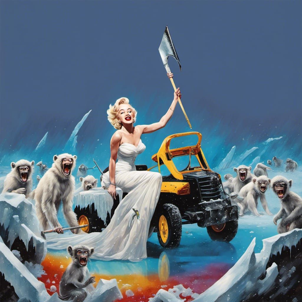 Marilyn Monroe and Monkey Zamboni Under Ice