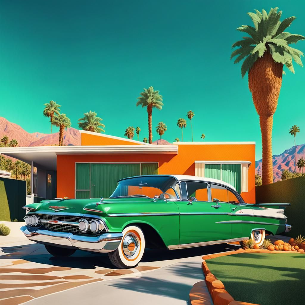 Green 1960 Chevrolet by Palm Springs House