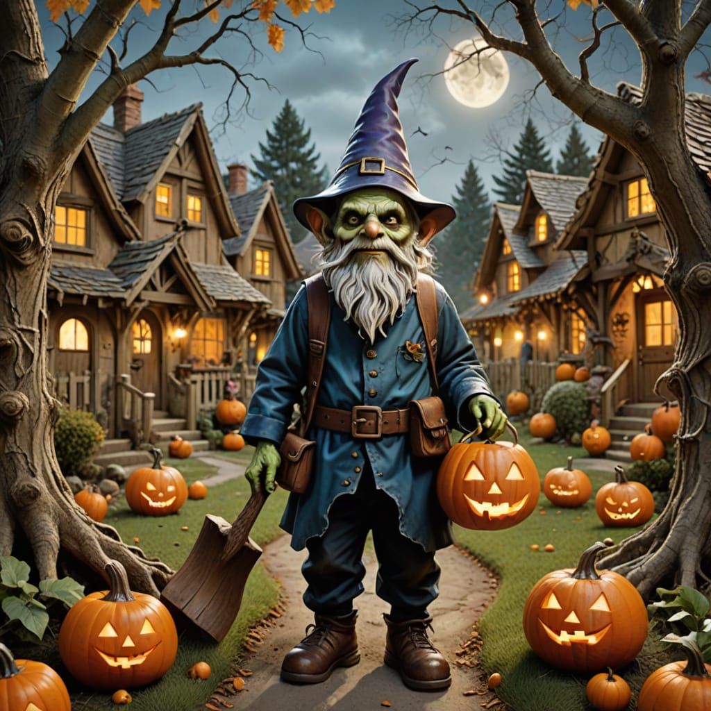Zombie Gnome Trick-Or-Treating in Magical Tree Village