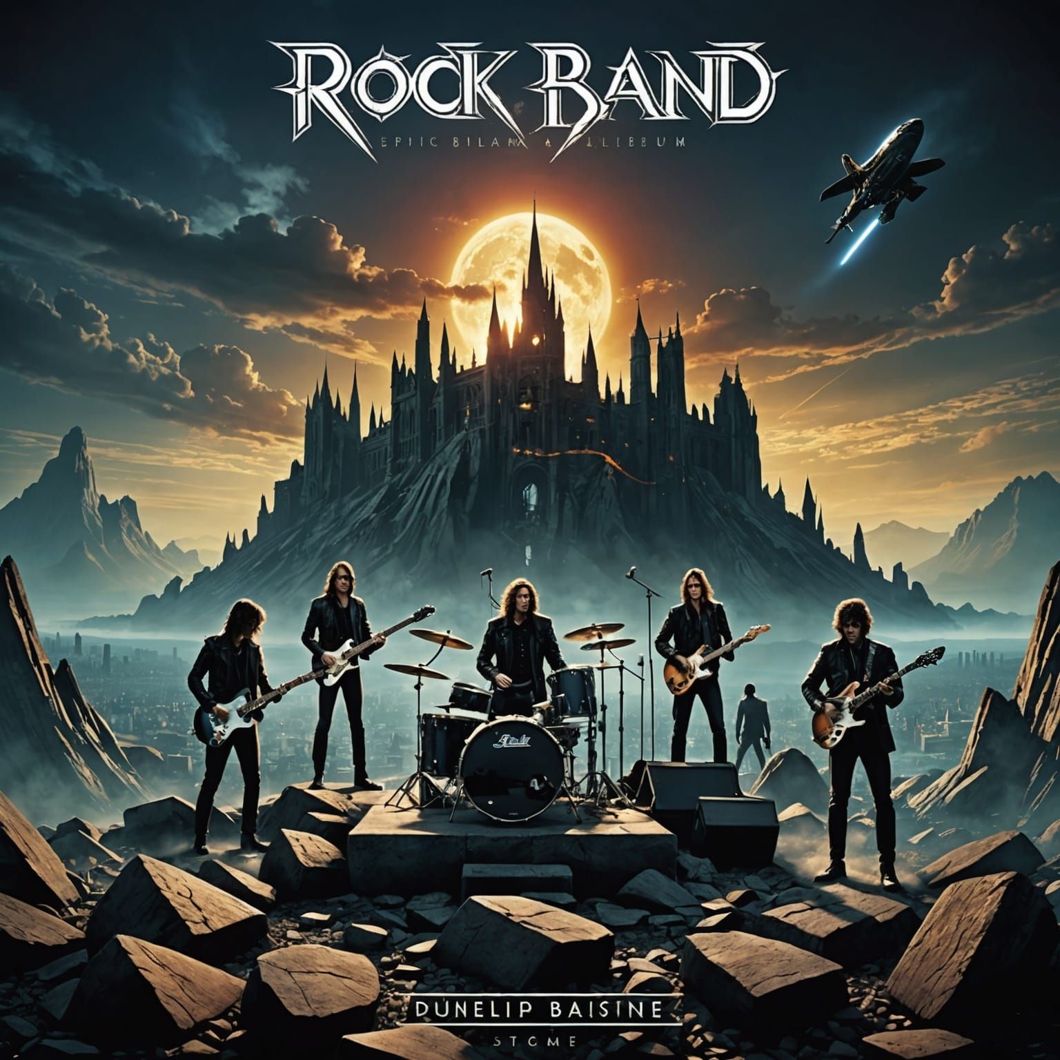 Epic Rock Band Album Cover: Digital Matte Painting