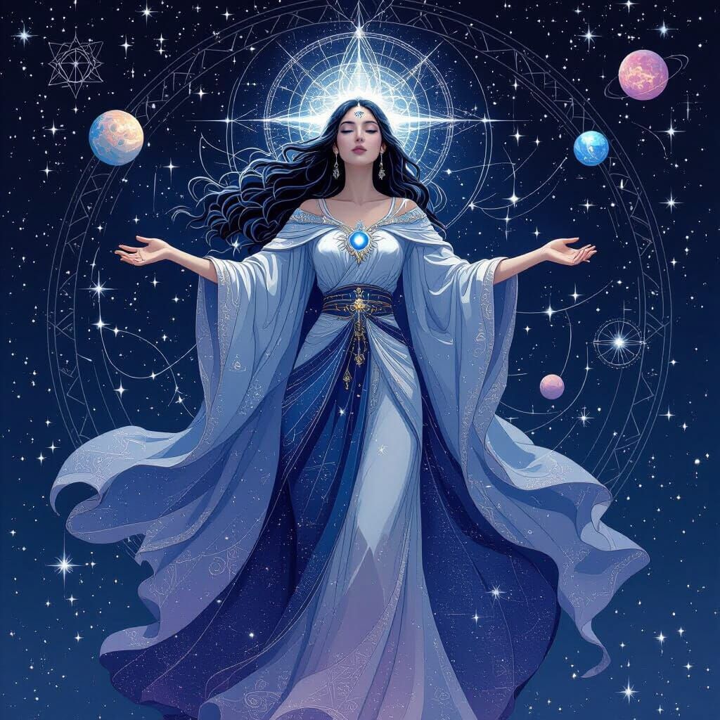 Celestial Woman with Third Eye in Ethereal Style