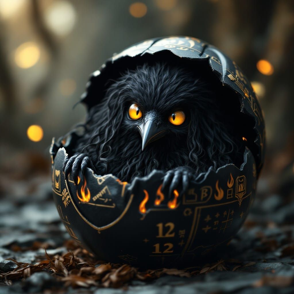 Enchanting Raven in Eggshell Sanctuary