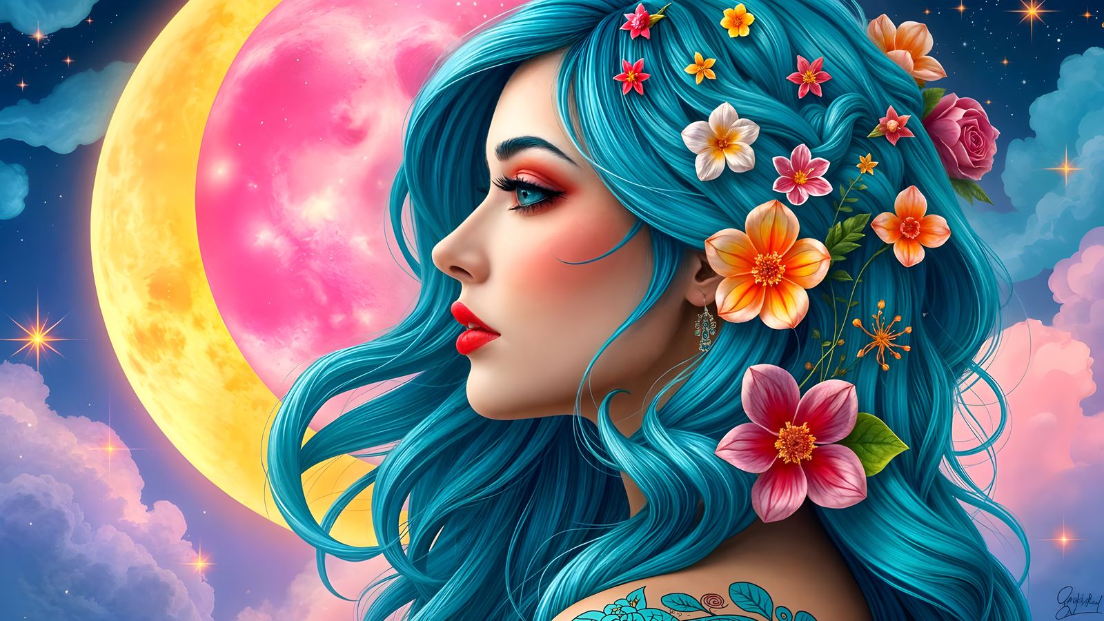 Enchanted Goddess in Vibrant Profile