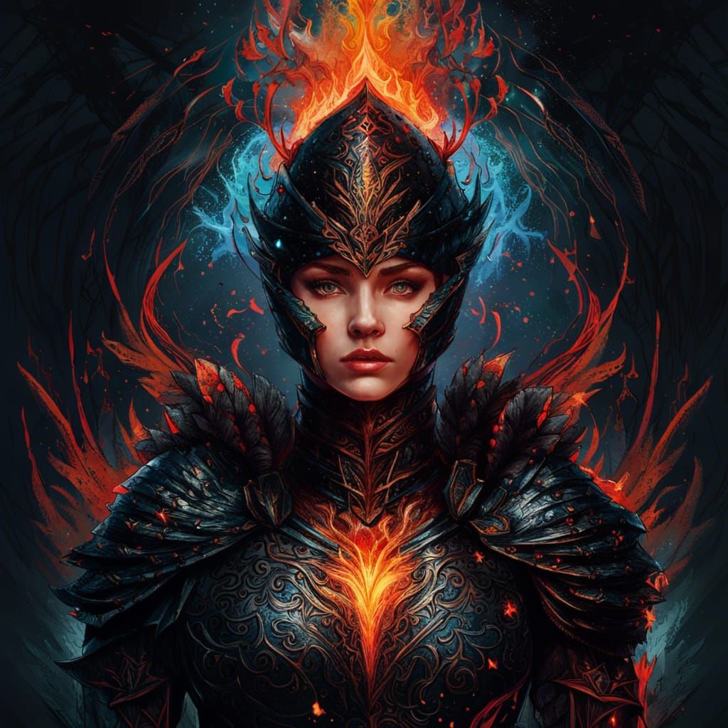 Elemental Knight with Lava Armor in Digital Painting