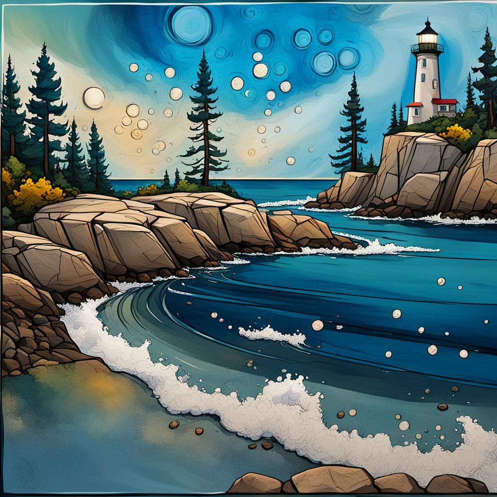 Lighthouse on Cliff with Dynamic Sky, Photo-Realistic