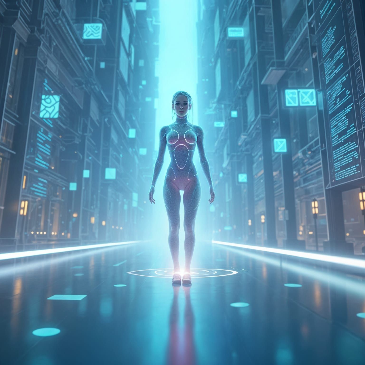 Nova's Digital World: Holographic Encounter with Rainbow Spa...