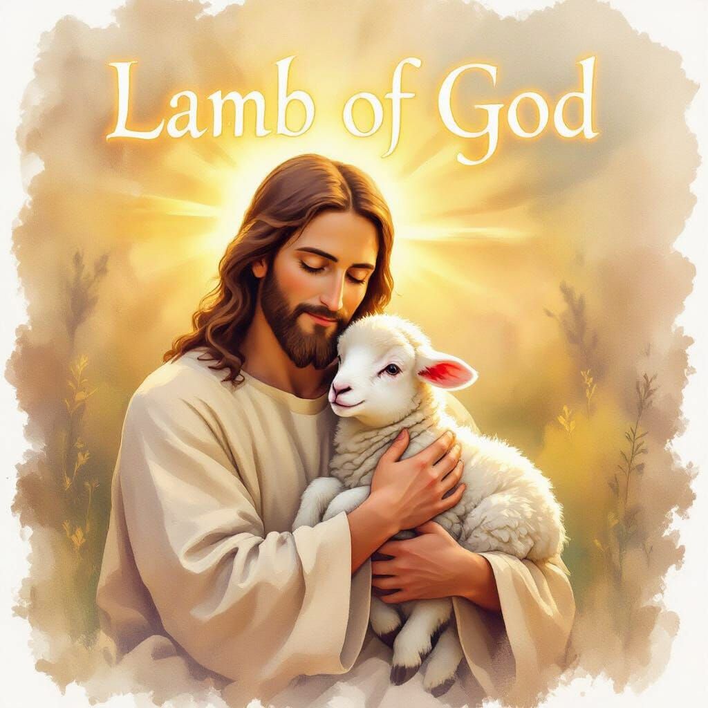 Jesus Christ Holding Lamb of God in Divine Light