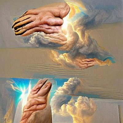 Ethereal Image of God's Hands Reaching Down