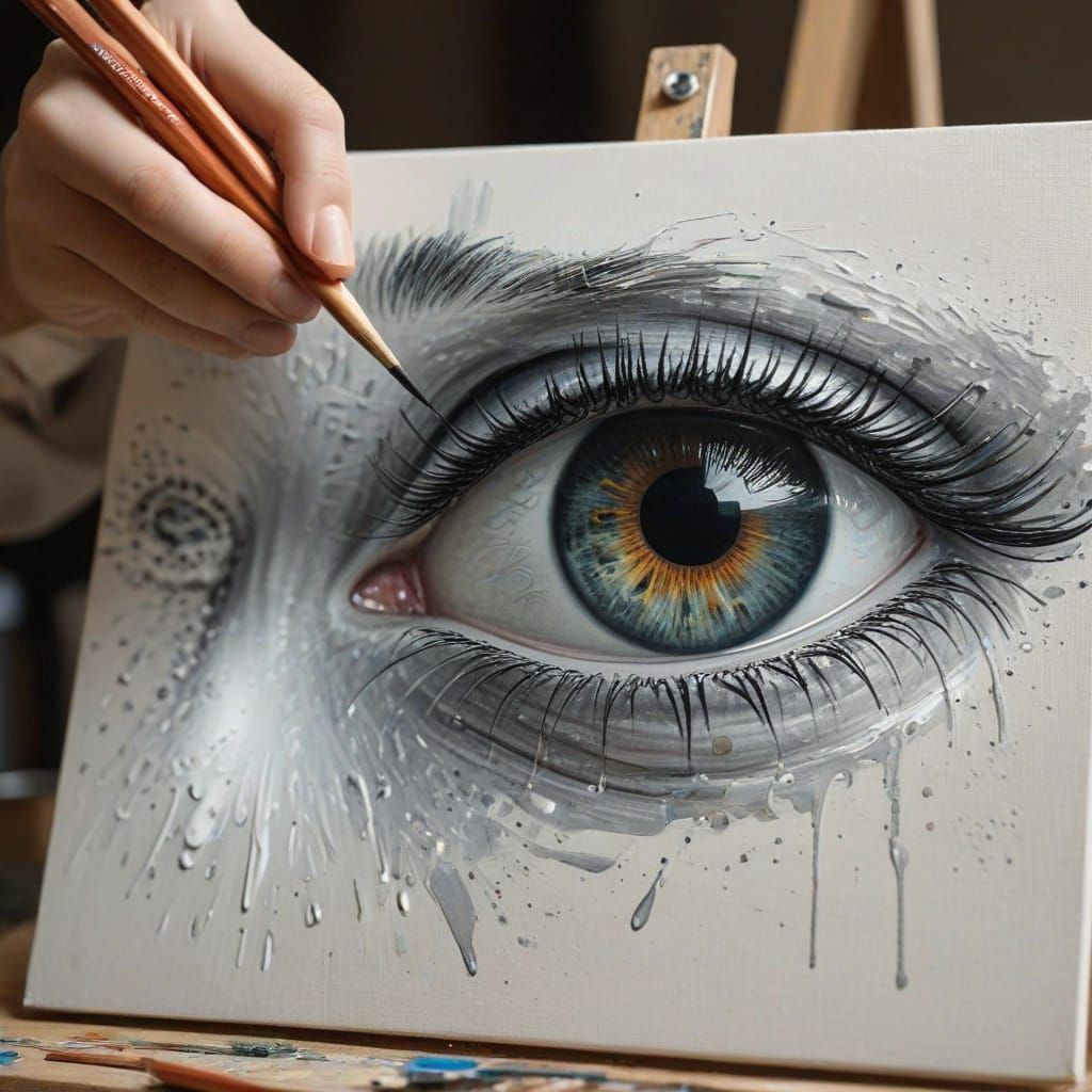 Painting Pencil at Work in Artistic Studio